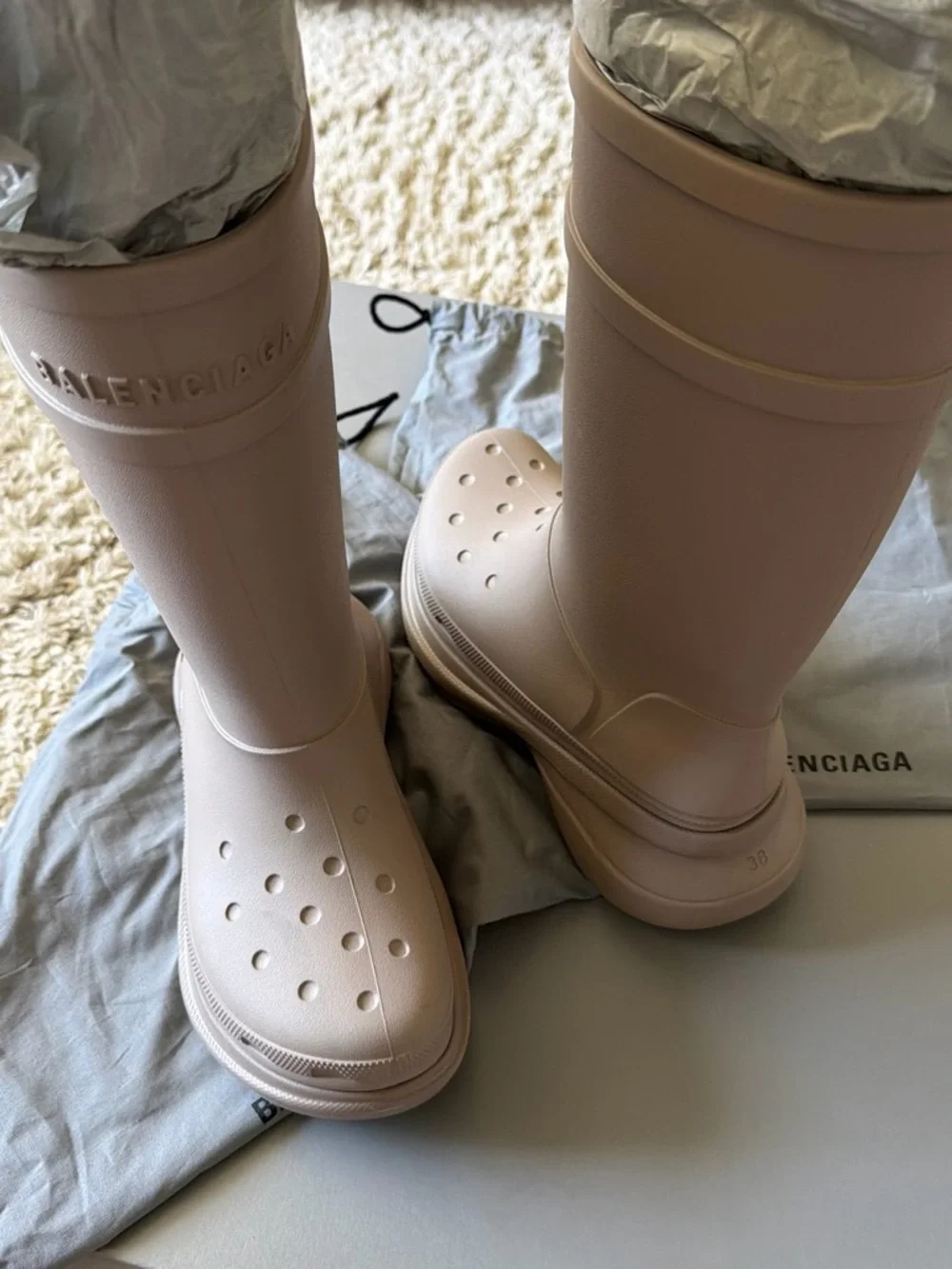 Size EU 38 Balenciaga Beige Croc boots